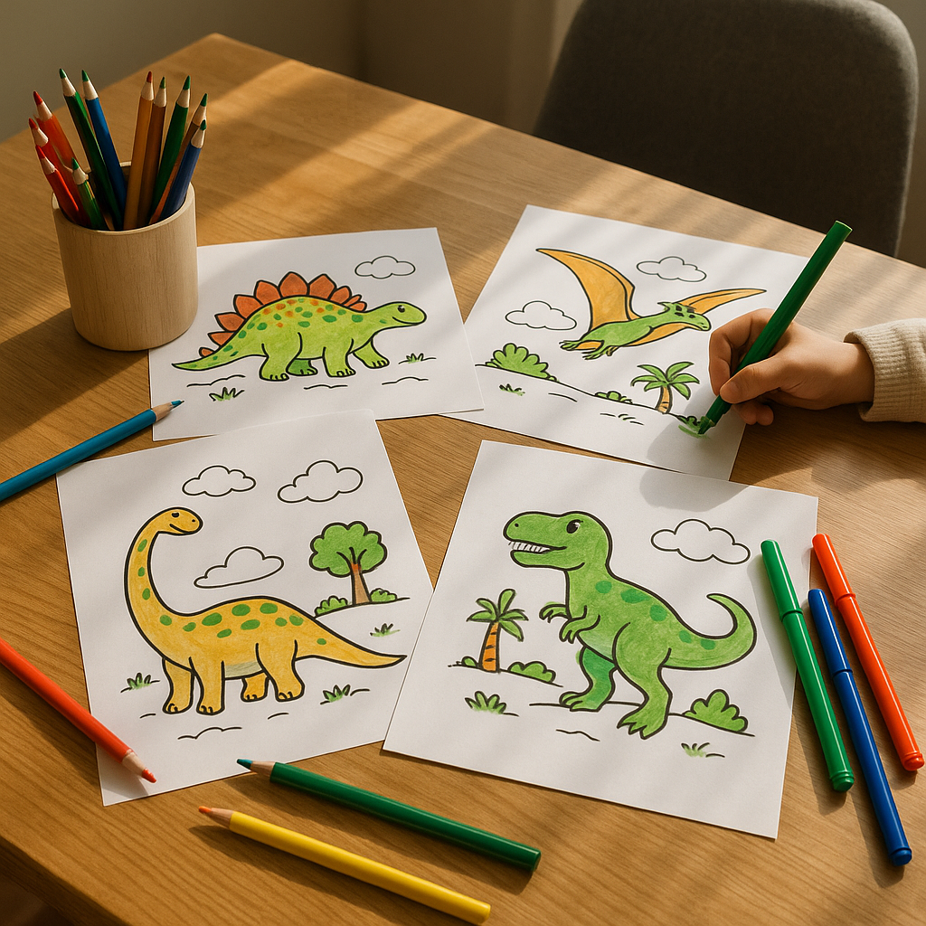 Coloriage dinosaure : bien choisir selon l’âge et le niveau